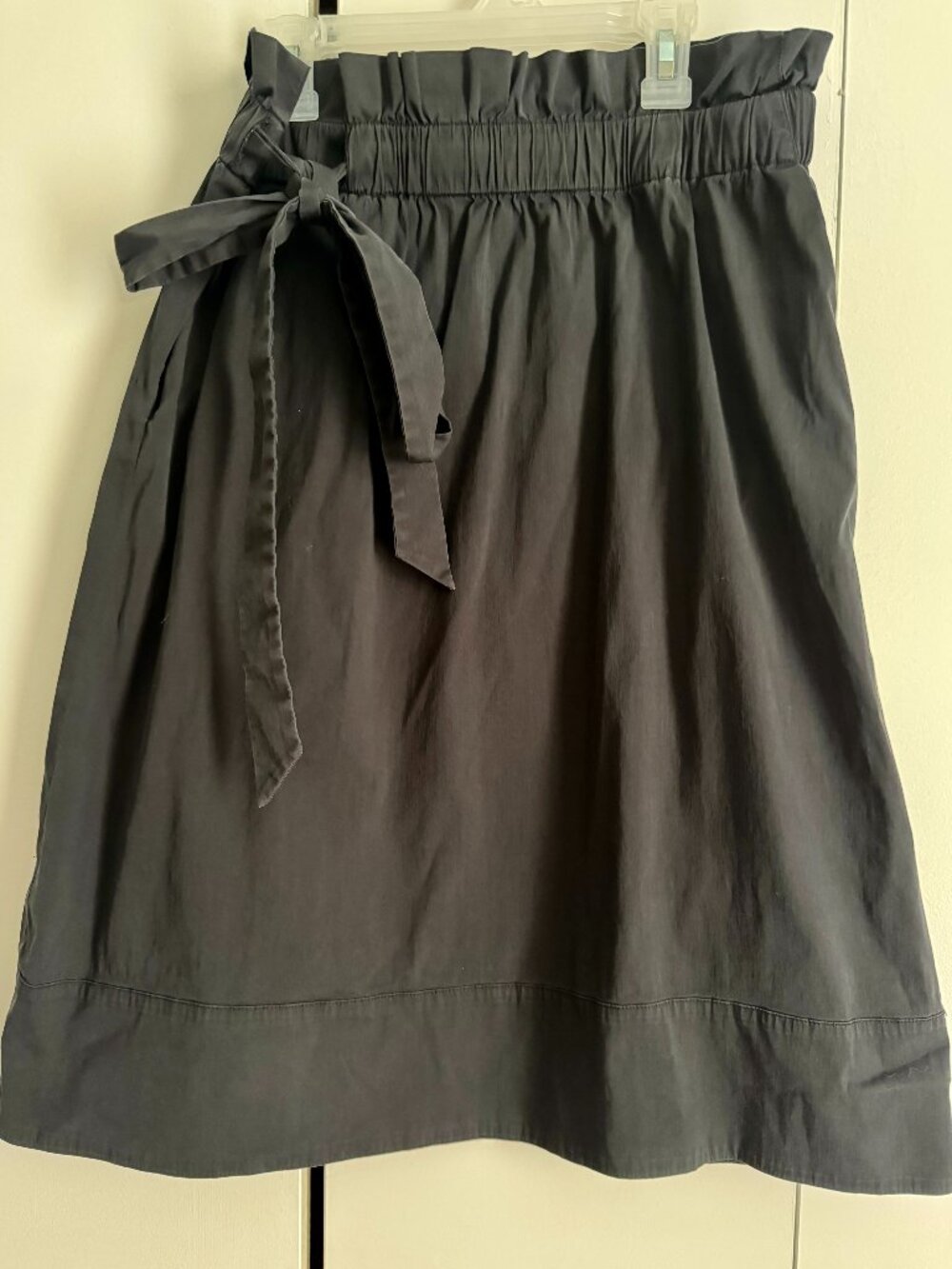 Halogen Tie-Waist Paperbag A-Line Black Skirt Women's Medium